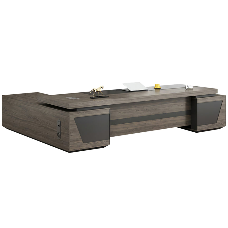 Modern L-Shaped Executive Desk with Drawers and Cabinet LBZ-2091