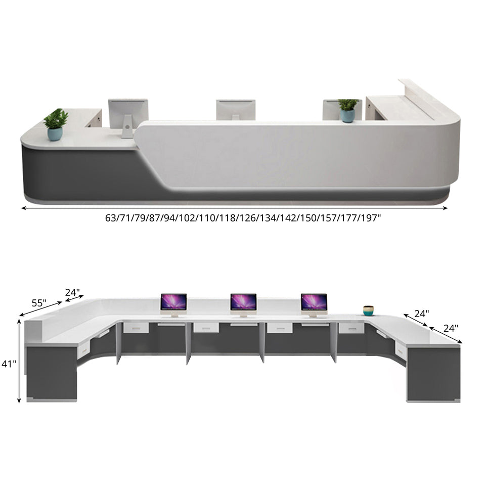 Modern Office Reception Desk with Curved Corner JDT-2065
