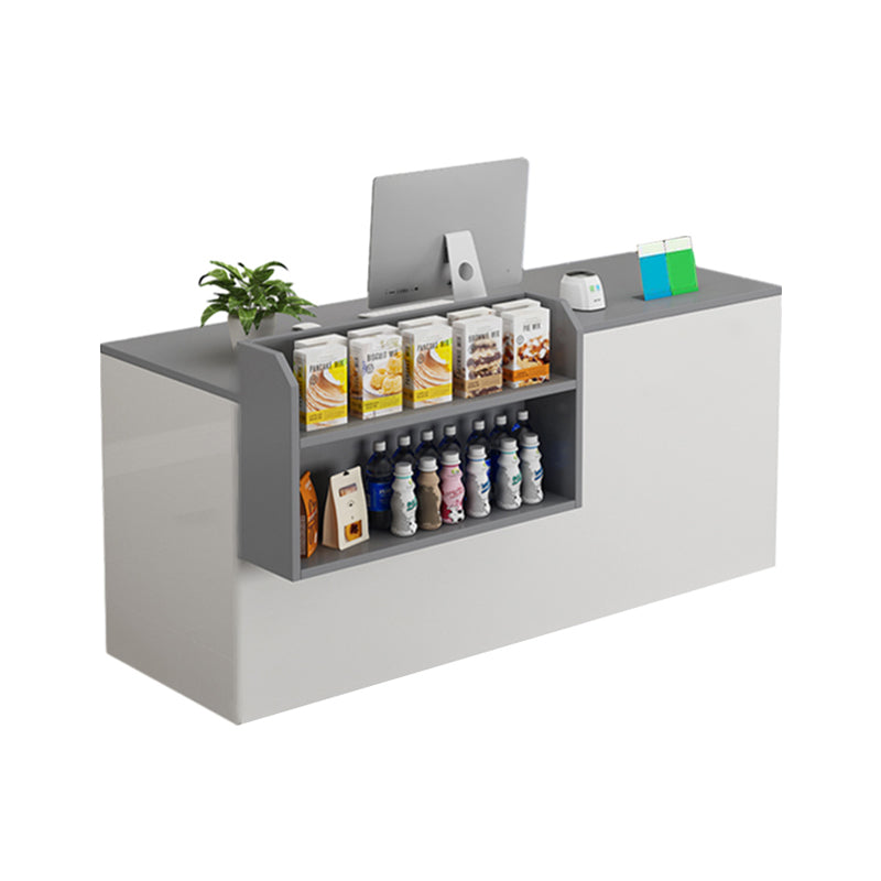 Curved Reception Counter with Keyboard Tray and Multiple Drawers for Salon and Clothing Store JDT-K051