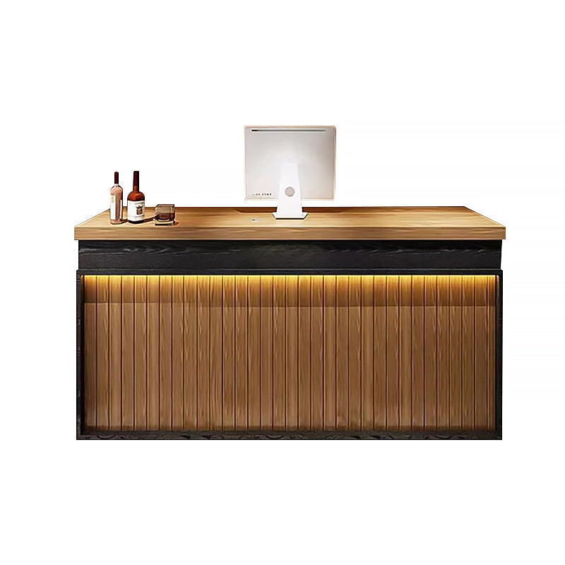 Striped L-Shaped Front Desk with Multi-Storage for Bars and BBQ Restaurants JDT-10114