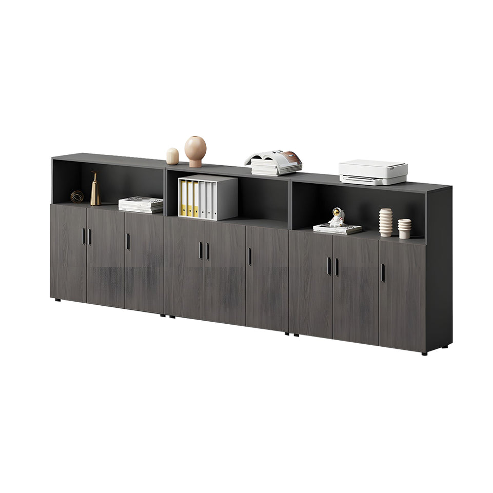 Modern Office Cabinet with Ample Storage, Wooden Floor-Standing Cabinet, Partitioned Storage, Quiet Hinges, and Sleek Aluminum Handles CWG-2174