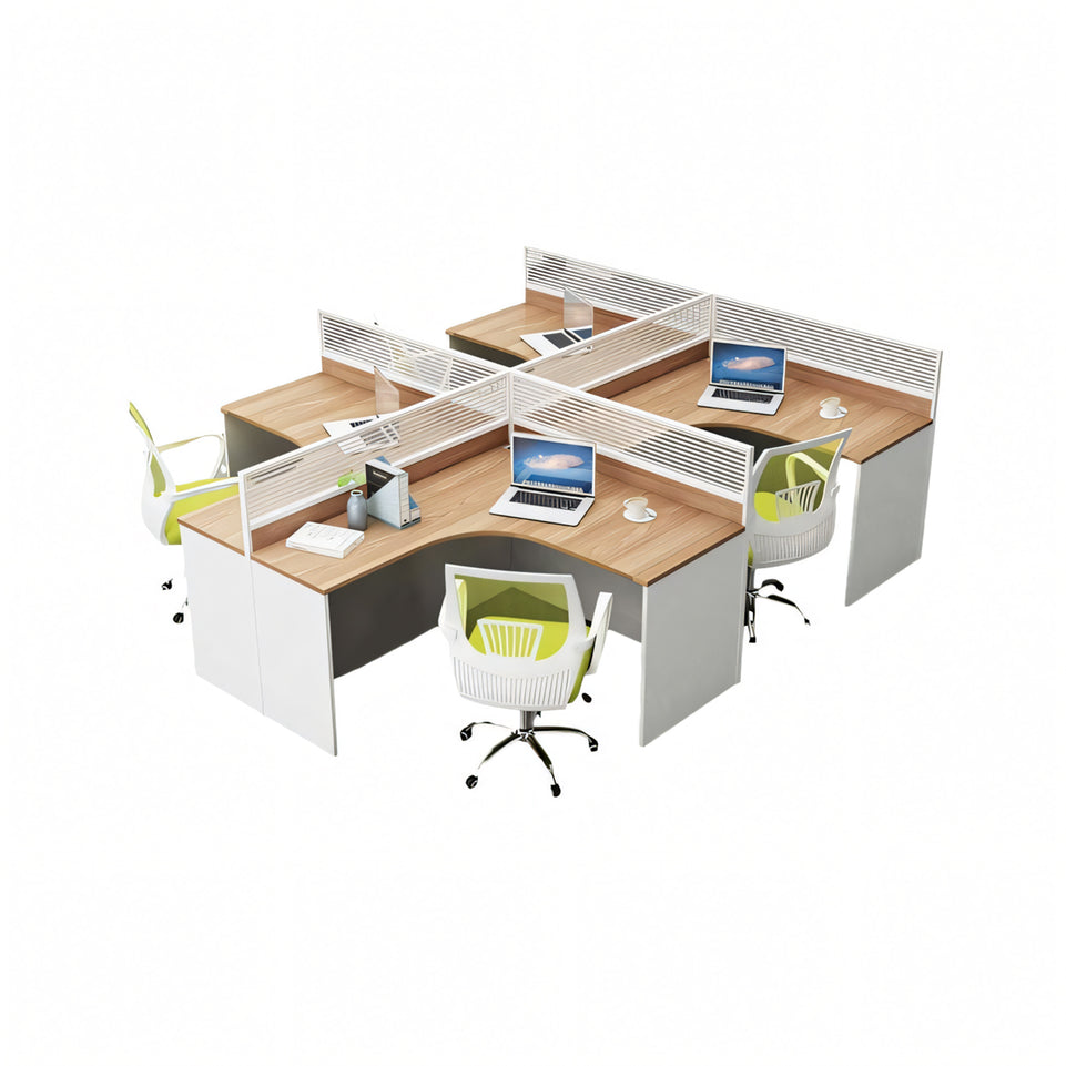 Modern L-Shaped Office Desk with Screen Divider for Employee Workstations BGZ-222