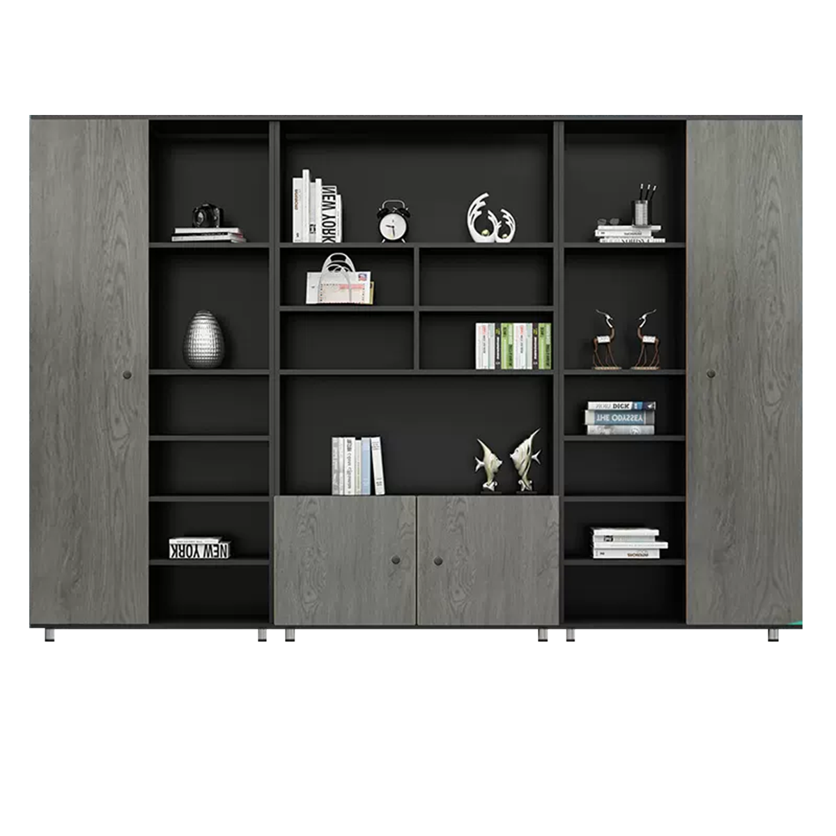 Rectangular Wooden File Cabinet with Open Storage Compartments WJG-745