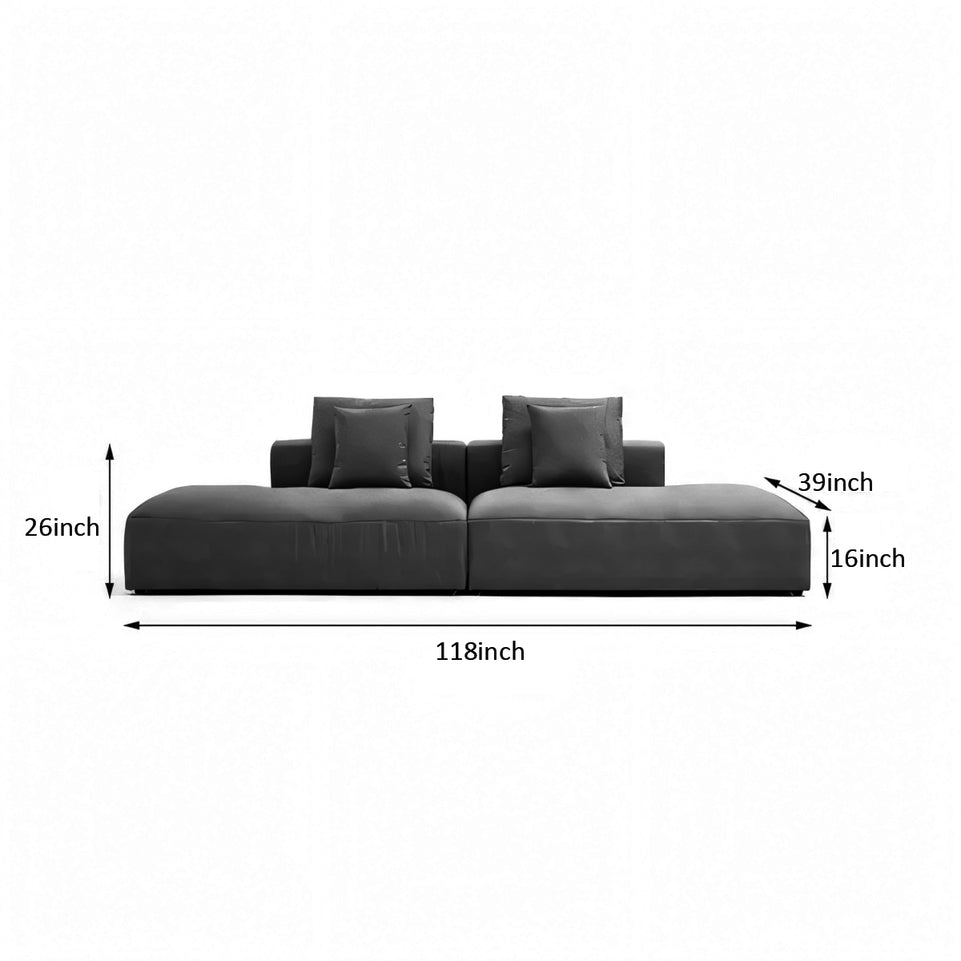 Italian Minimalist Tech Cloth Sectional Sofa Brown Chaise Lounge BSF-2005