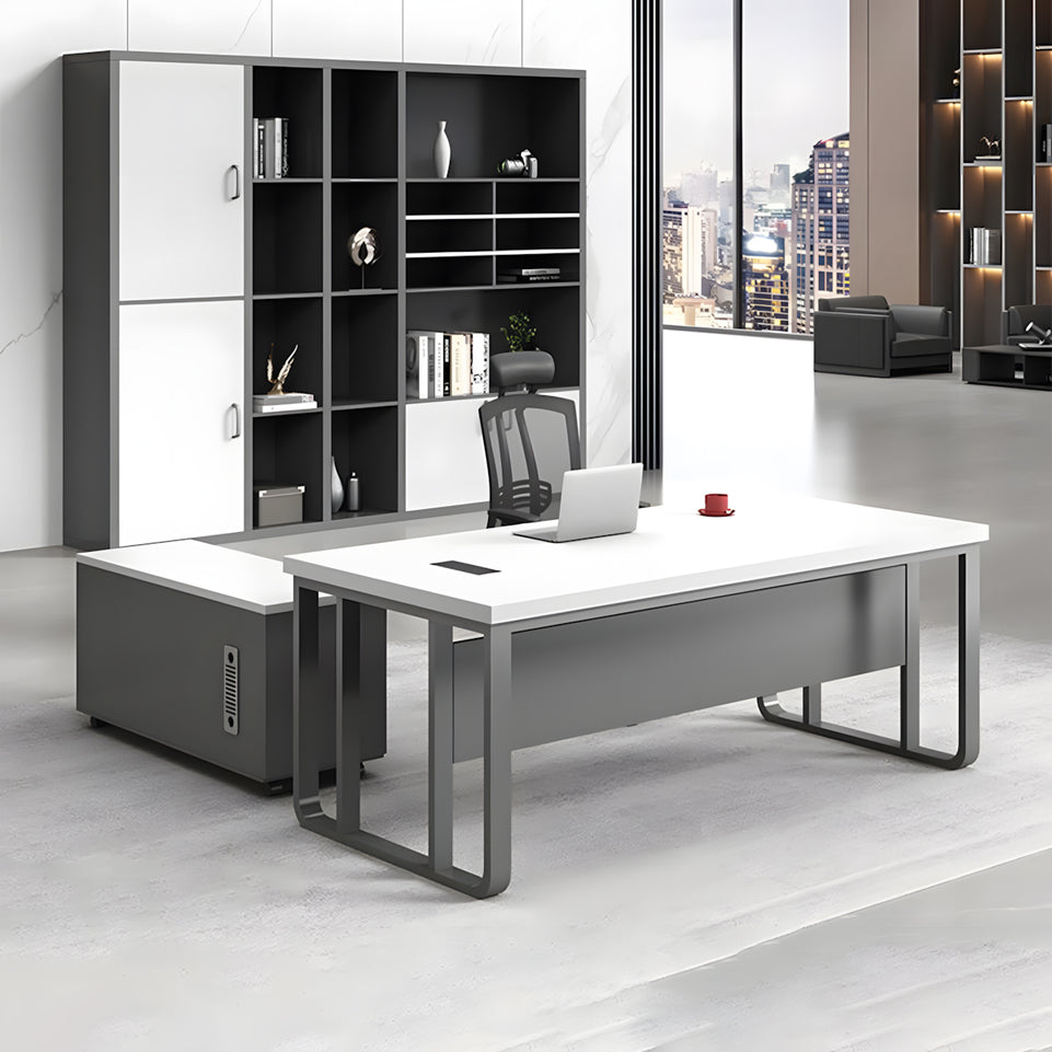 Executive Desk For Work Office Desk With side cabinet For PC With Vent Curtain Board with Wiring BOX LBZ-1073