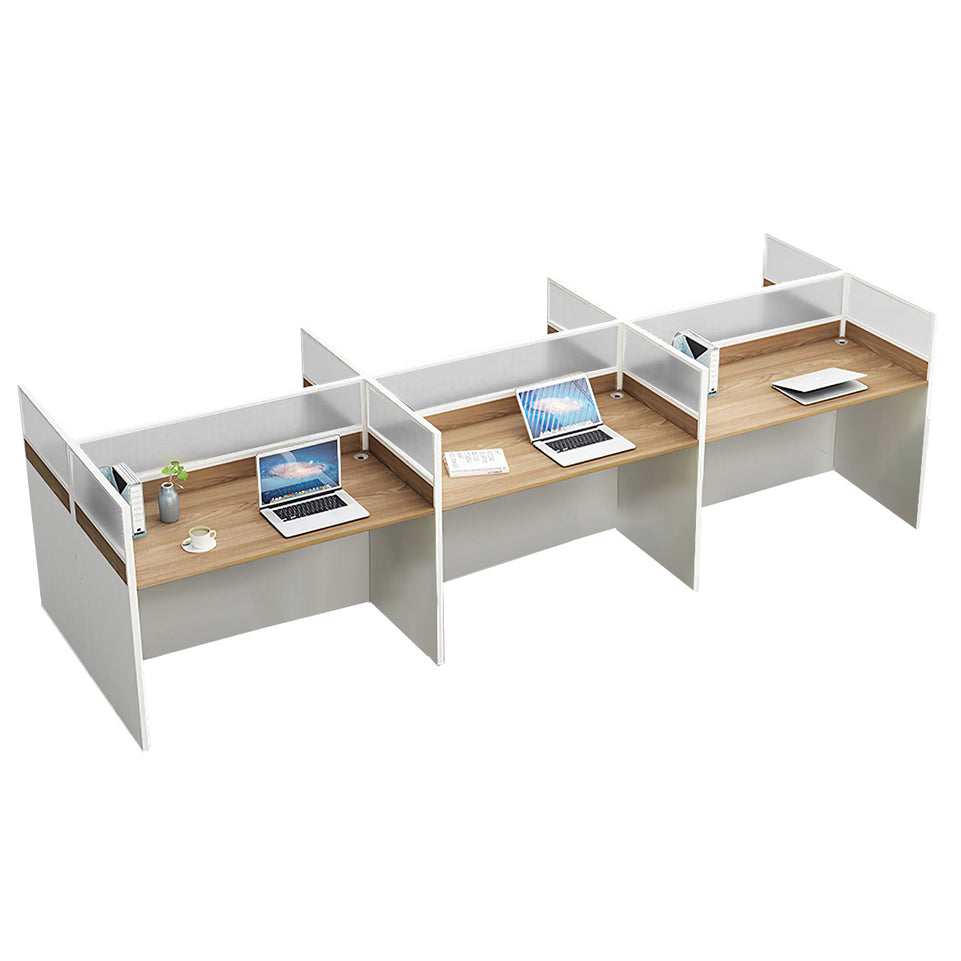 L-Shaped Office Desk with Privacy Panel, Glass Top & File Drawers for Home Office