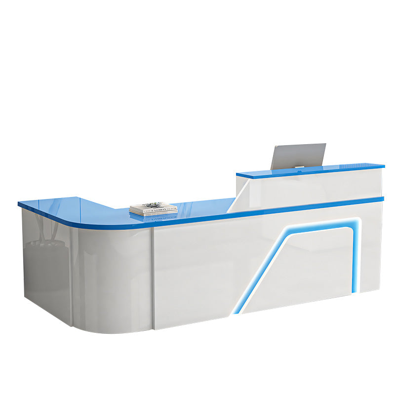 Jigsaw Design L-Shaped Reception Desk with Keyboard Tray and Drawers for Small Supermarkets JDT-1024