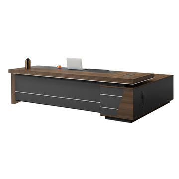 L-Shaped Executive Desk with Lockable, Side Storage & File Drawers for Home Office (In Stock)