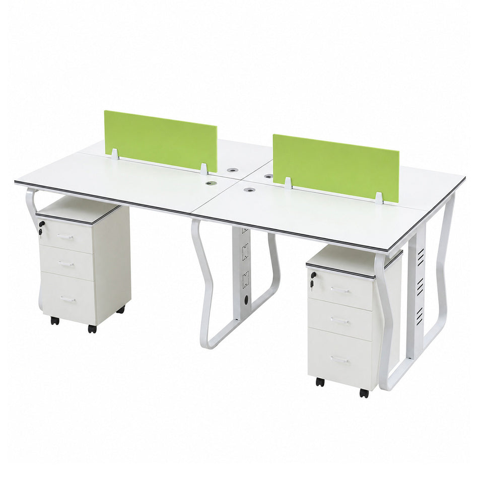 Modern Workstation Desk with Privacy Panels, Cable Management and Mobile Storage