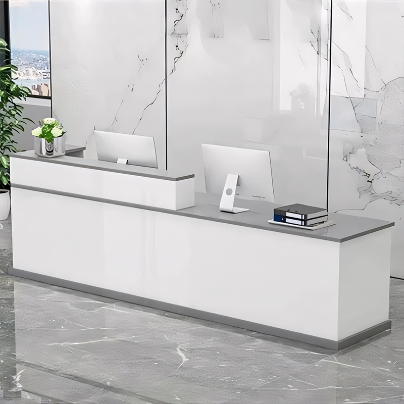 Corner Straight Stylish Reception Desk with Keyboard Tray and Drawers for Offices and Hotel Lobbies JDT-712（In Stock）