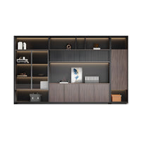 Modern Premium Multi-Functional Office Storage File Cabinet with Glass Doors and Hidden Storage for Executive Desk Background WJG-2168