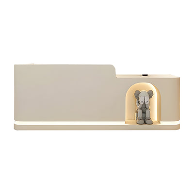 Round Arch Display Reception Desk With LED Strip And Storage Drawers For Boutiques, Salons, And Wellness Shops JDT-1029