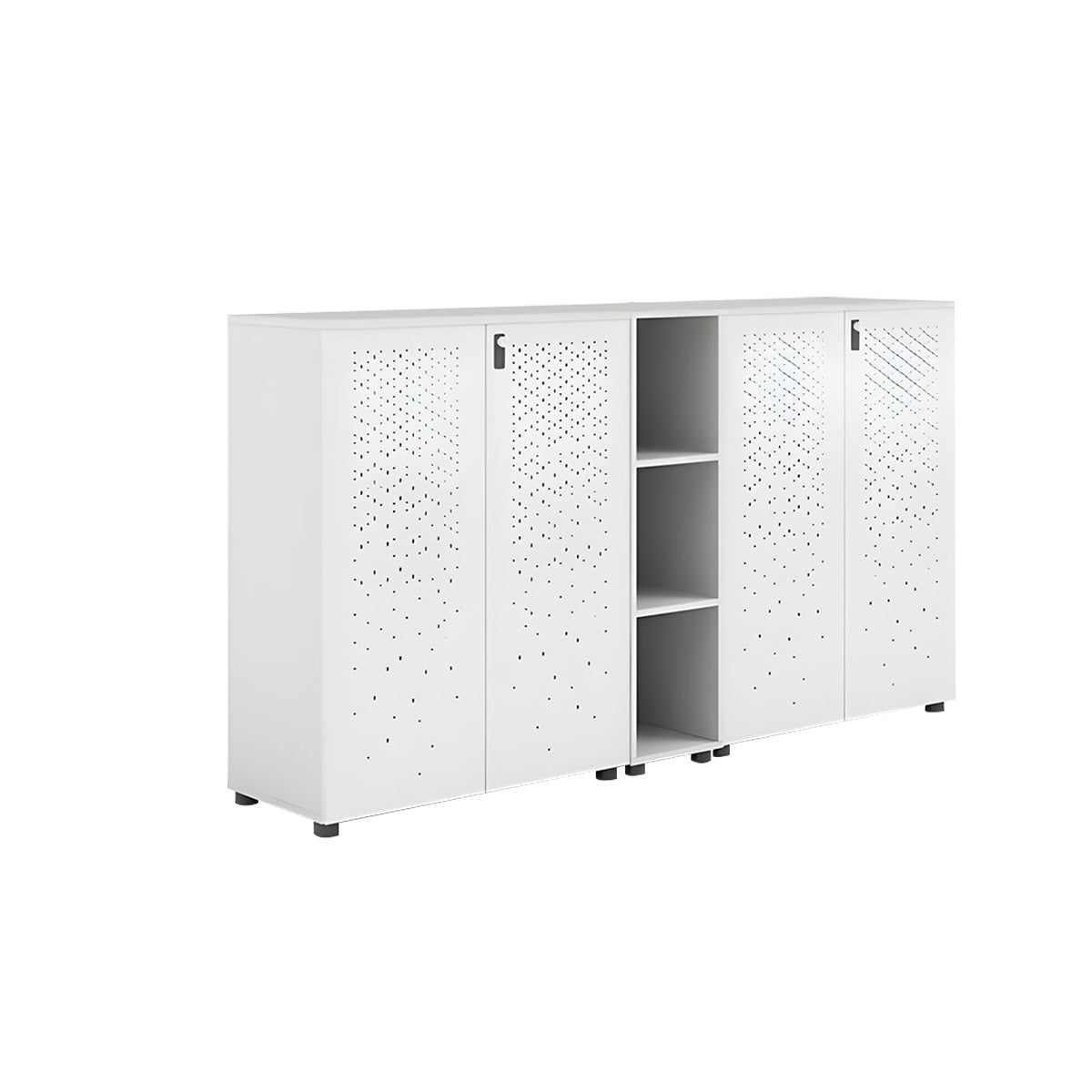 Sleek Lockable Metal Wood Cabinet for Office Storage, Adjustable Shelves, Durable Steel Doors, Spacious Partitioned Organizer CWG-2173