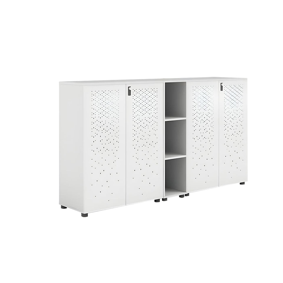 Sleek Lockable Metal Wood Cabinet for Office Storage, Adjustable Shelves, Durable Steel Doors, Spacious Partitioned Organizer CWG-2173