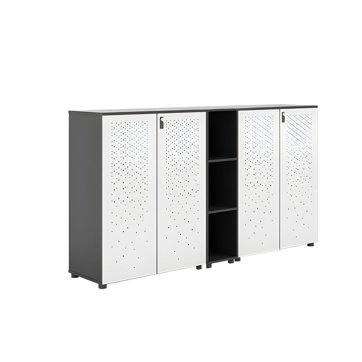 Sleek Lockable Metal Wood Cabinet for Office Storage, Adjustable Shelves, Durable Steel Doors, Spacious Partitioned Organizer CWG-2173