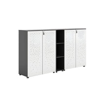 Sleek Lockable Metal Wood Cabinet for Office Storage, Adjustable Shelves, Durable Steel Doors, Spacious Partitioned Organizer CWG-2173