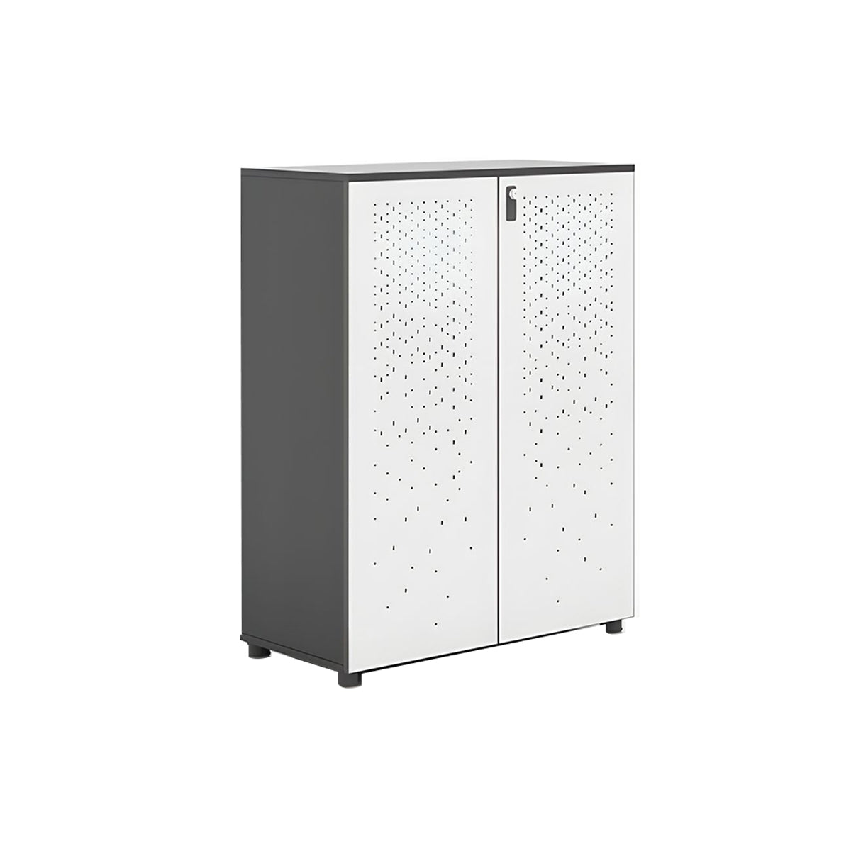 Sleek Lockable Metal Wood Cabinet for Office Storage, Adjustable Shelves, Durable Steel Doors, Spacious Partitioned Organizer CWG-2173