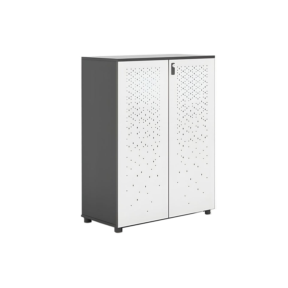Sleek Lockable Metal Wood Cabinet for Office Storage, Adjustable Shelves, Durable Steel Doors, Spacious Partitioned Organizer CWG-2173