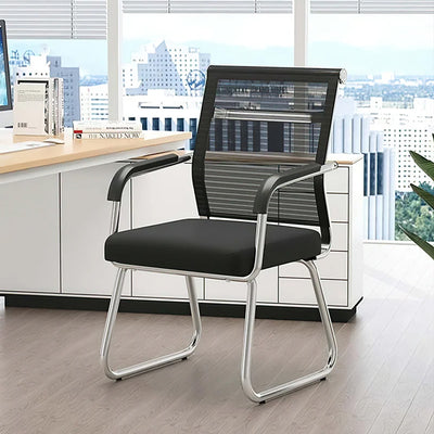 Computer Office Chair with silver plated legs Long Study Backrest Meeting Room Household BGY-1019