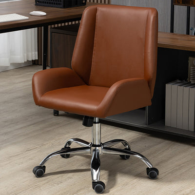 Ergonomic Office Chair Stylish Brown Leather Mid-Back Design BGY-1050