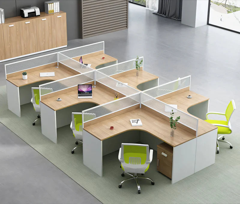 Modern Office Desk with Screen, Ideal for Four, Perfect for Workstations and Staff Desks-BGZ-070