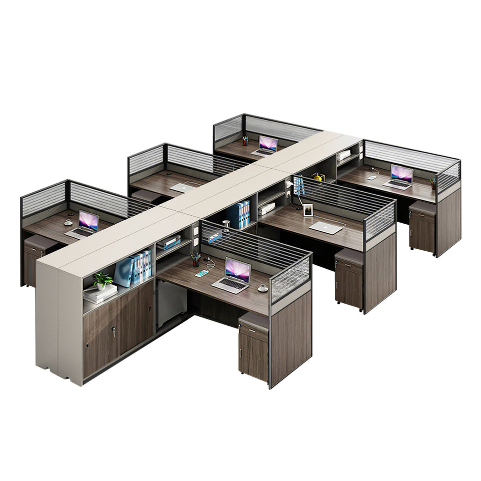 Modern L-Shaped Office Desk with Storage Cabinet and Privacy Panel BGZ-2016