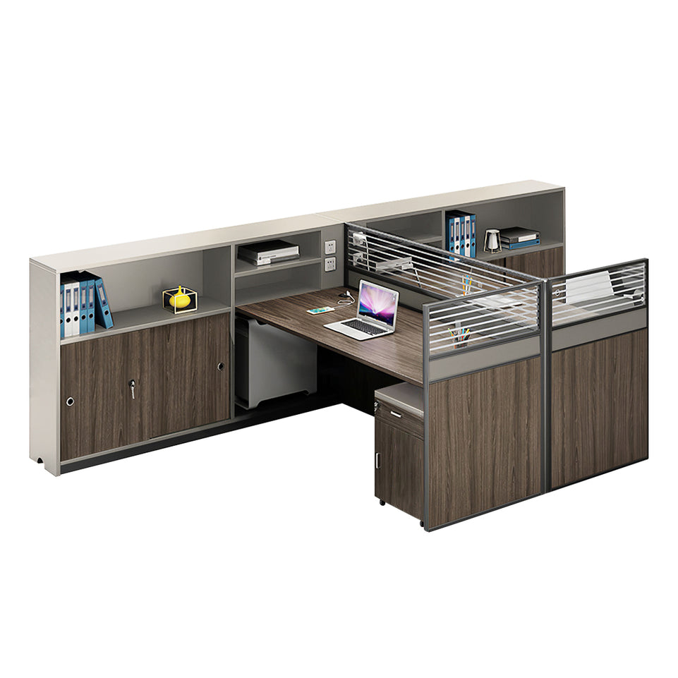 Modern L-Shaped Office Desk with Storage Cabinet and Privacy Panel BGZ-2016
