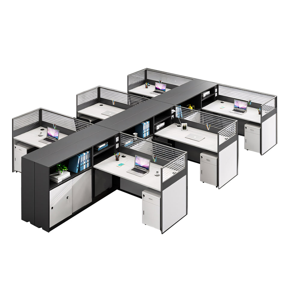 Modern L-Shaped Office Desk with Storage Cabinet and Privacy Panel BGZ-2016