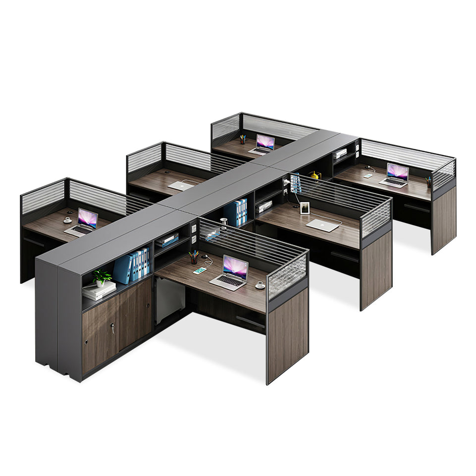 Modern L-Shaped Office Desk with Storage Cabinet and Privacy Panel BGZ-2016