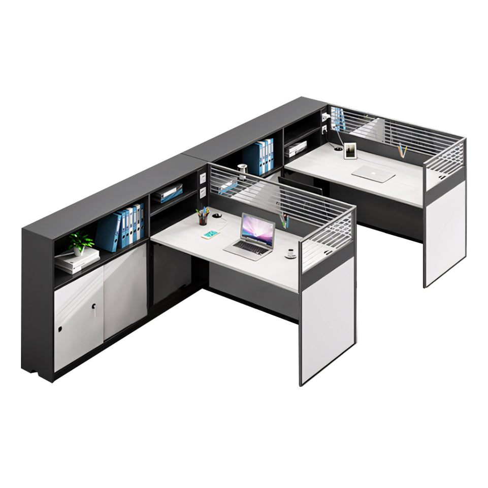 Modern L-Shaped Office Desk with Storage Cabinet and Privacy Panel BGZ-2016