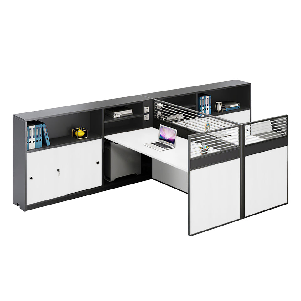 Modern L-Shaped Office Desk with Storage Cabinet and Privacy Panel BGZ-2016