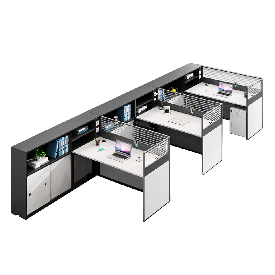 Modern L-Shaped Office Desk with Storage Cabinet and Privacy Panel BGZ-2016