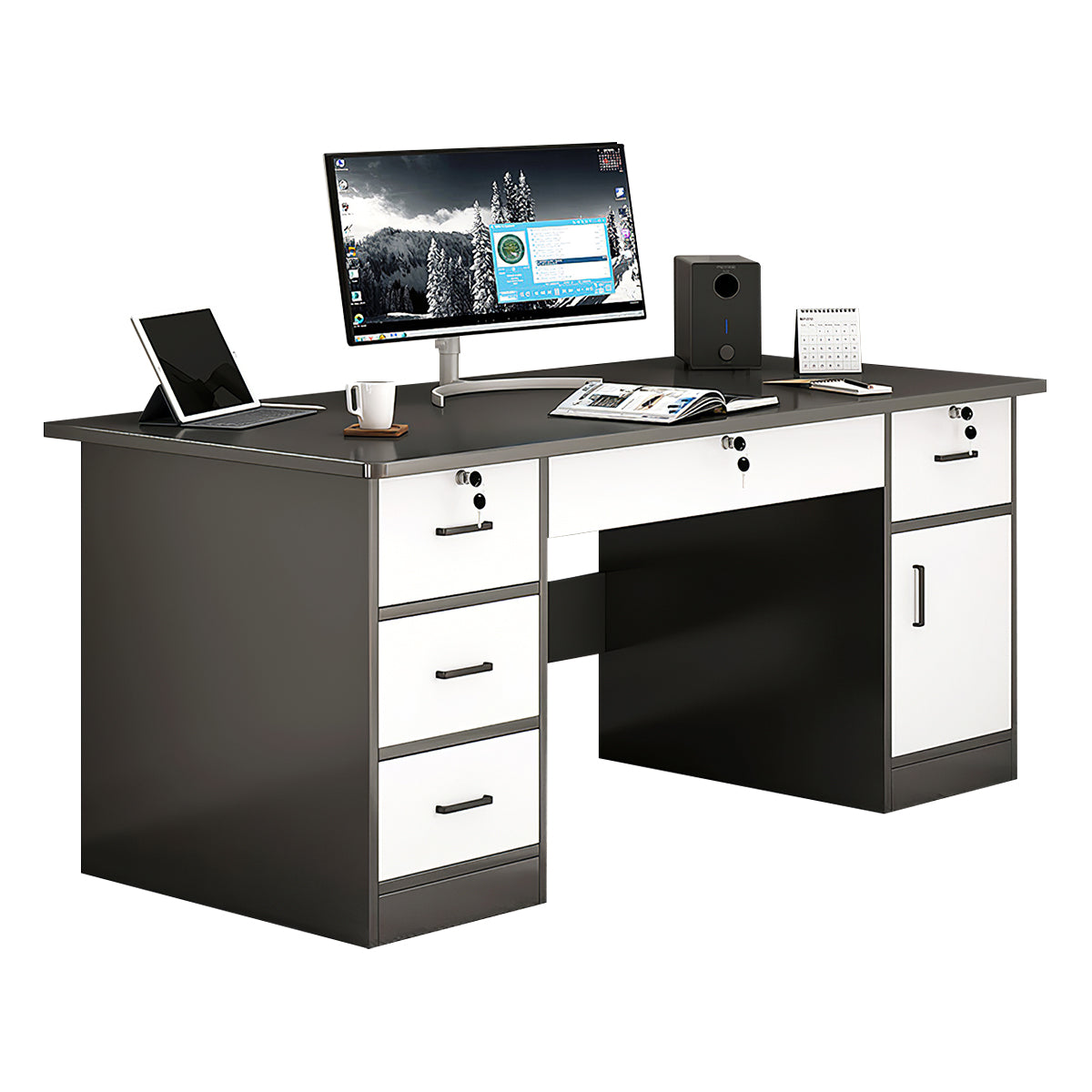 Minimalist Computer Desk with Storage Drawers for Home and Office BGZ-2022