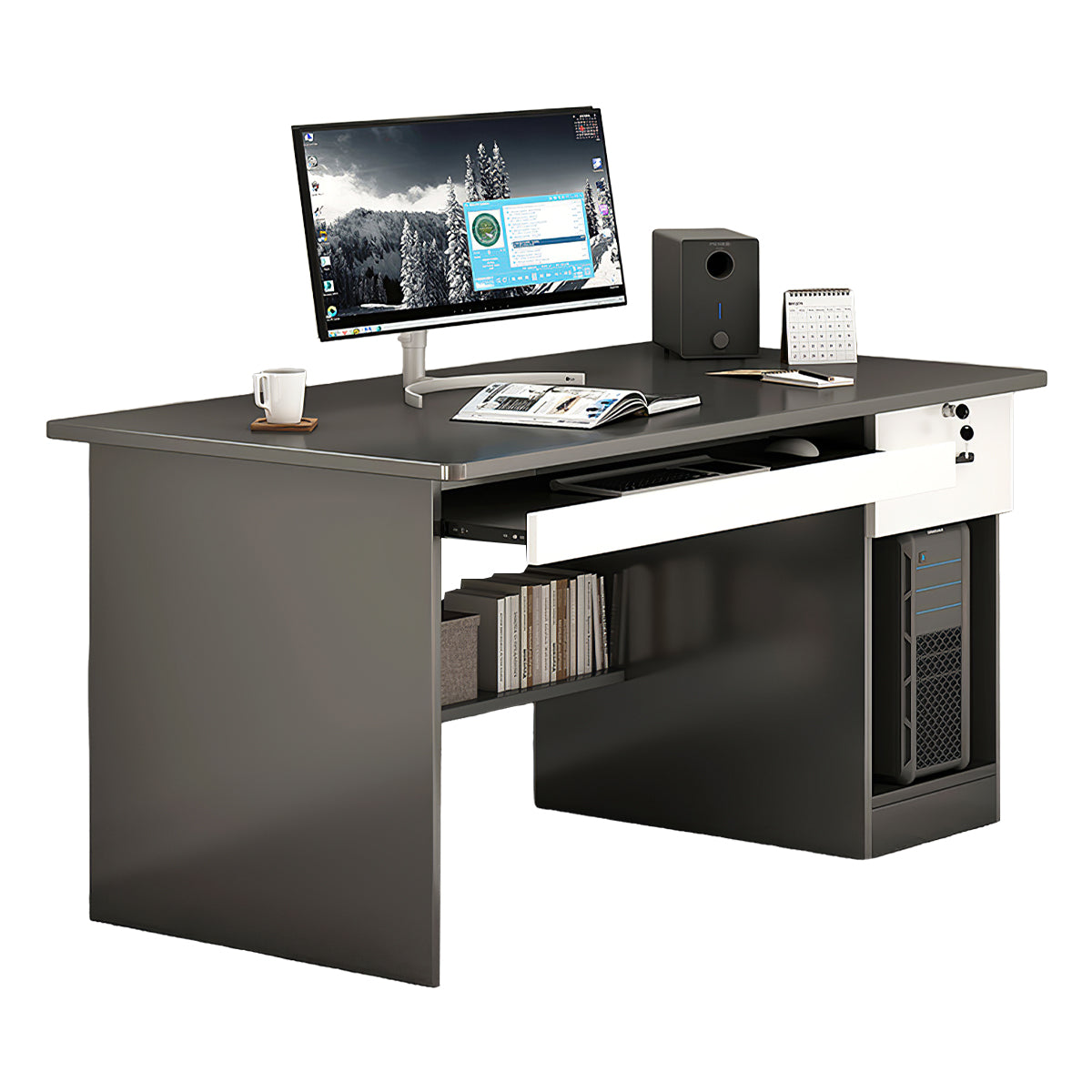 Minimalist Computer Desk with Storage Drawers for Home and Office BGZ-2022