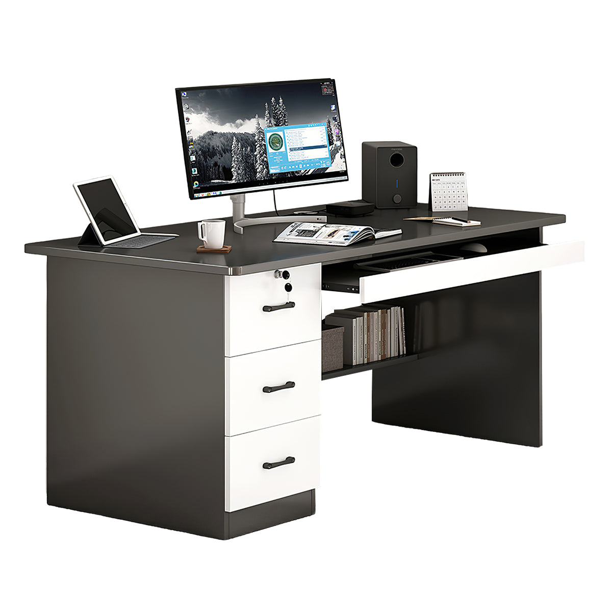 Minimalist Computer Desk with Storage Drawers for Home and Office BGZ-2022