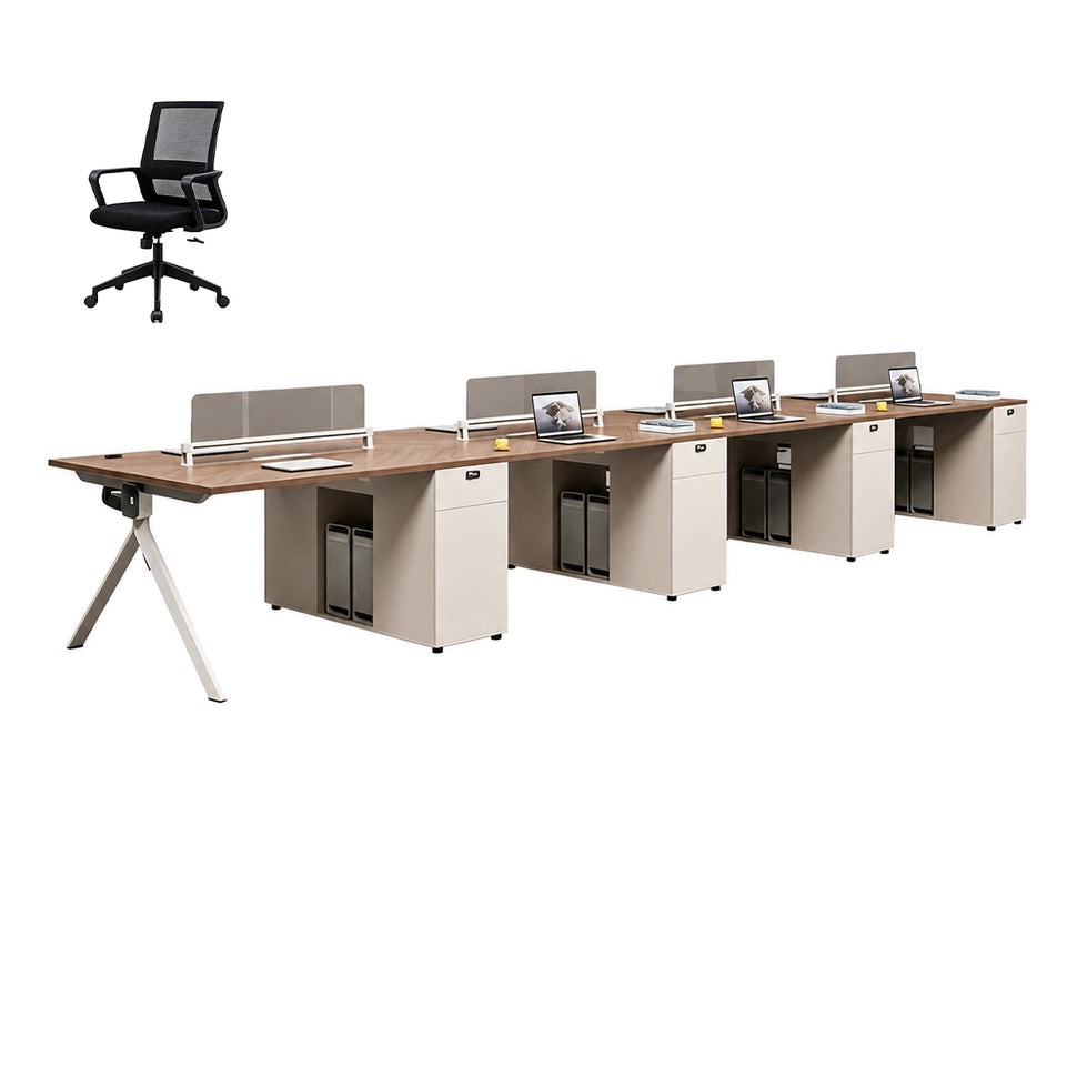 Modern Office Desk with Power Hub, Privacy Panel and Integrated Storage