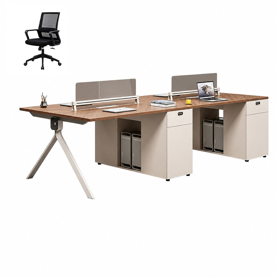 Modern Office Desk with Power Hub, Privacy Panel and Integrated Storage