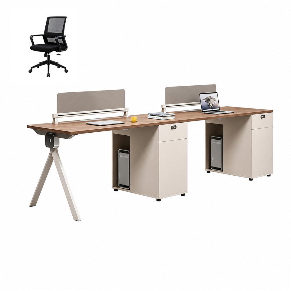 Modern Office Desk with Power Hub, Privacy Panel and Integrated Storage