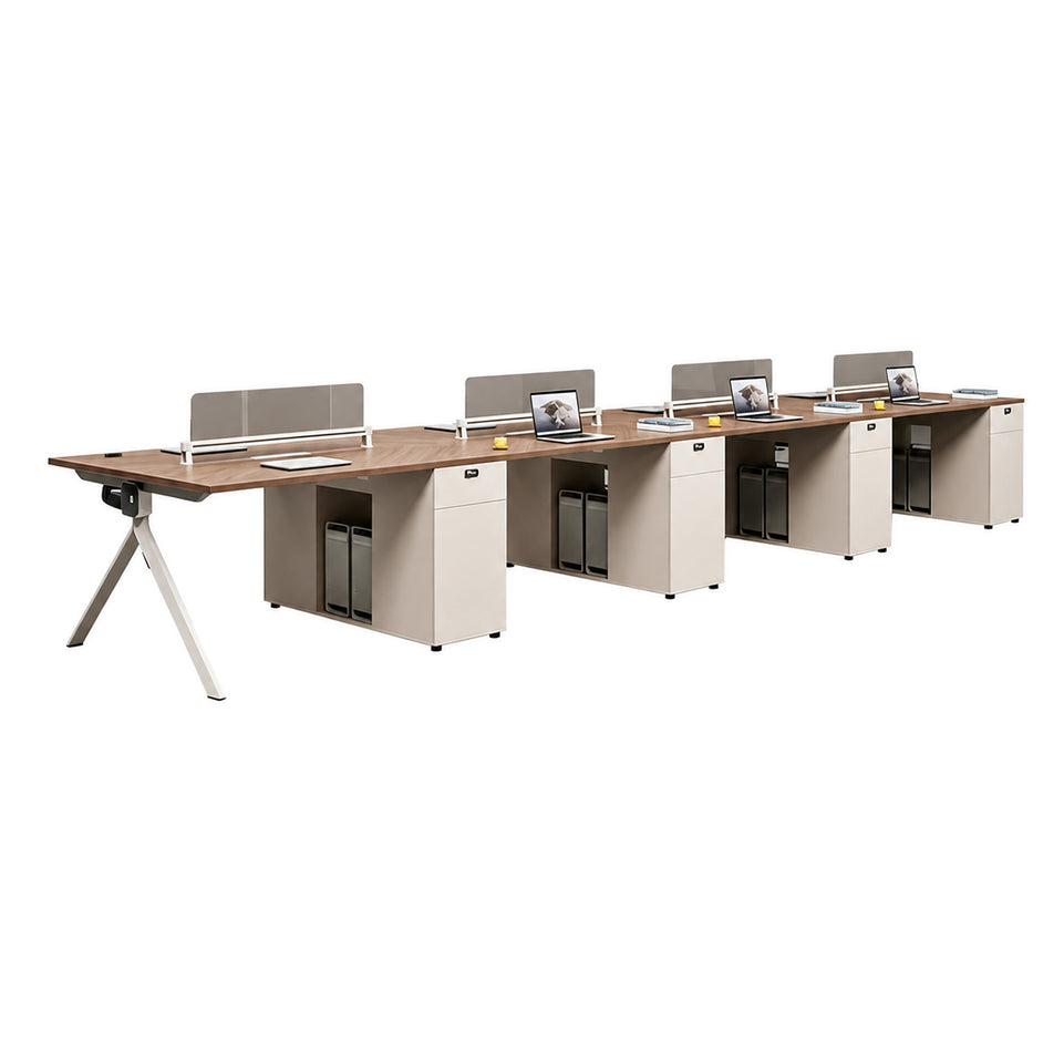 Modern Office Desk with Power Hub, Privacy Panel and Integrated Storage