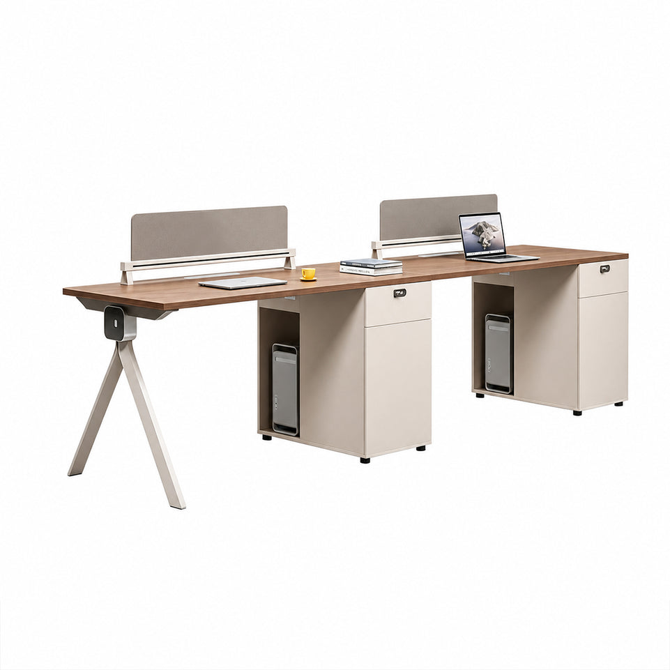 Modern Office Desk with Power Hub, Privacy Panel and Integrated Storage