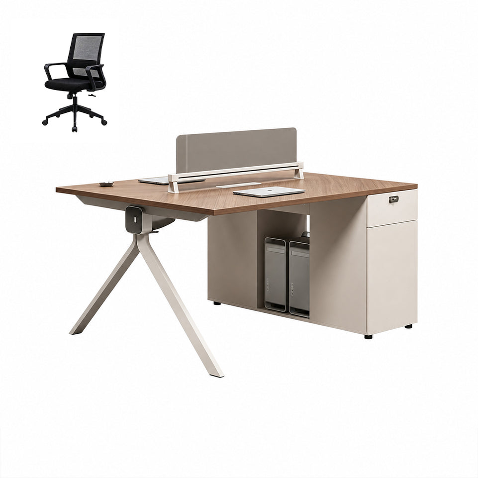 Modern Office Desk with Power Hub, Privacy Panel and Integrated Storage
