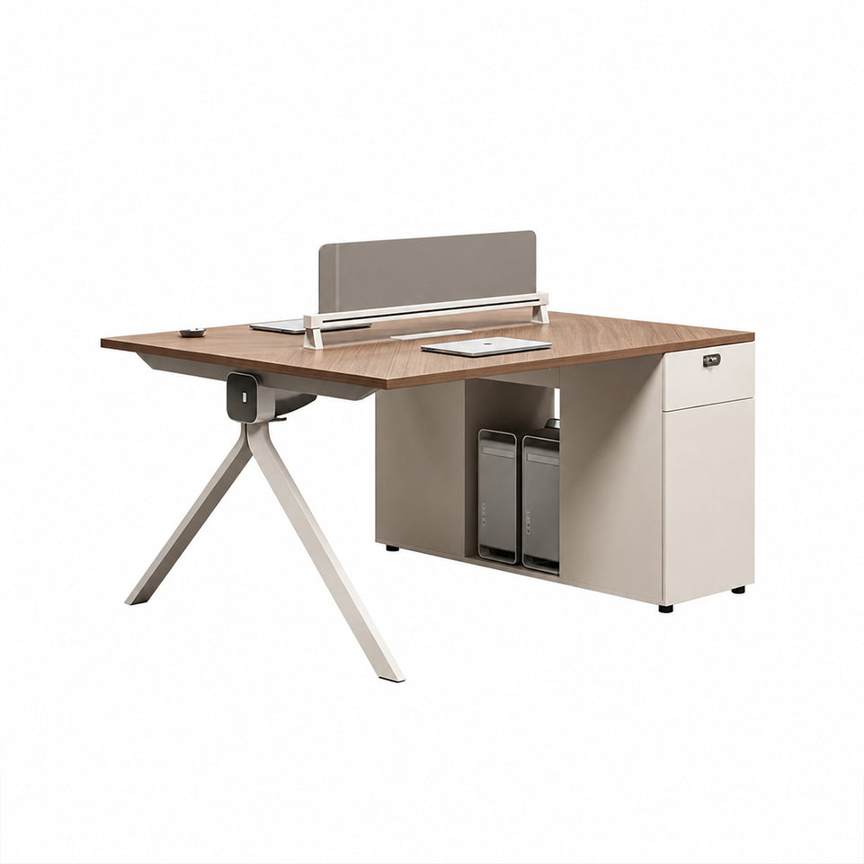 Modern Office Desk with Power Hub, Privacy Panel and Integrated Storage