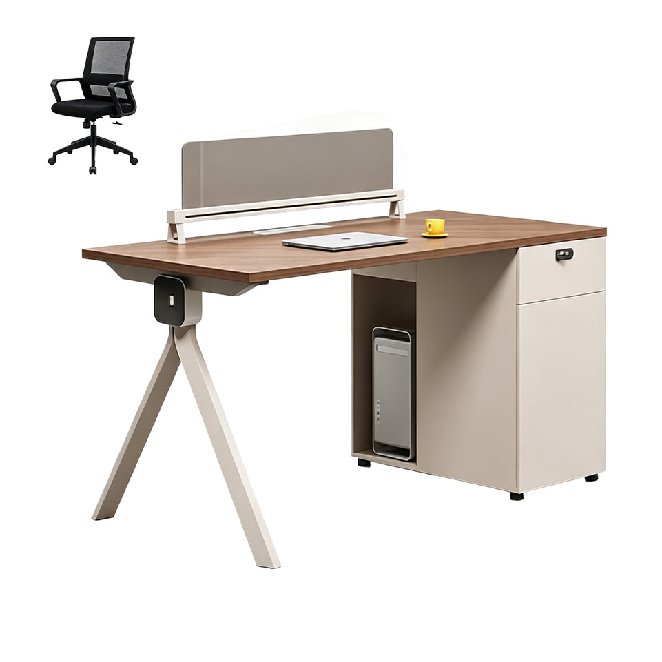 Modern Office Desk with Power Hub, Privacy Panel and Integrated Storage