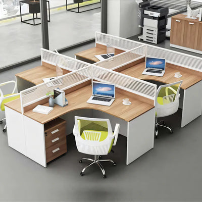 Modern L-Shaped Office Desk with Screen Divider for Employee Workstations BGZ-222