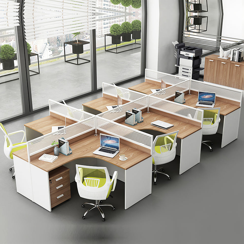 Modern L-Shaped Office Desk with Screen Divider for Employee Workstations BGZ-222
