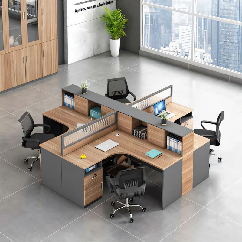 Modern Office Desk and Chair Set with Privacy Panels - Ideal for Workstations BGZ-227