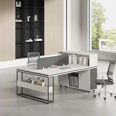 Modern Office Workstations: Desk & Chair Set with Privacy Screens BGZ-K002