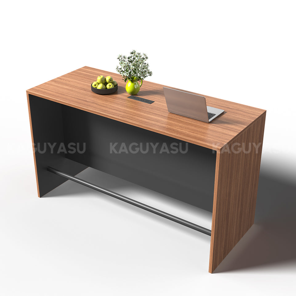 Contemporary 71" L Bar Height Table with Smart Charging Cable Box, Reinforced Front Panel for Office Break Rooms, Lounge Areas, Home Bars & Cafes