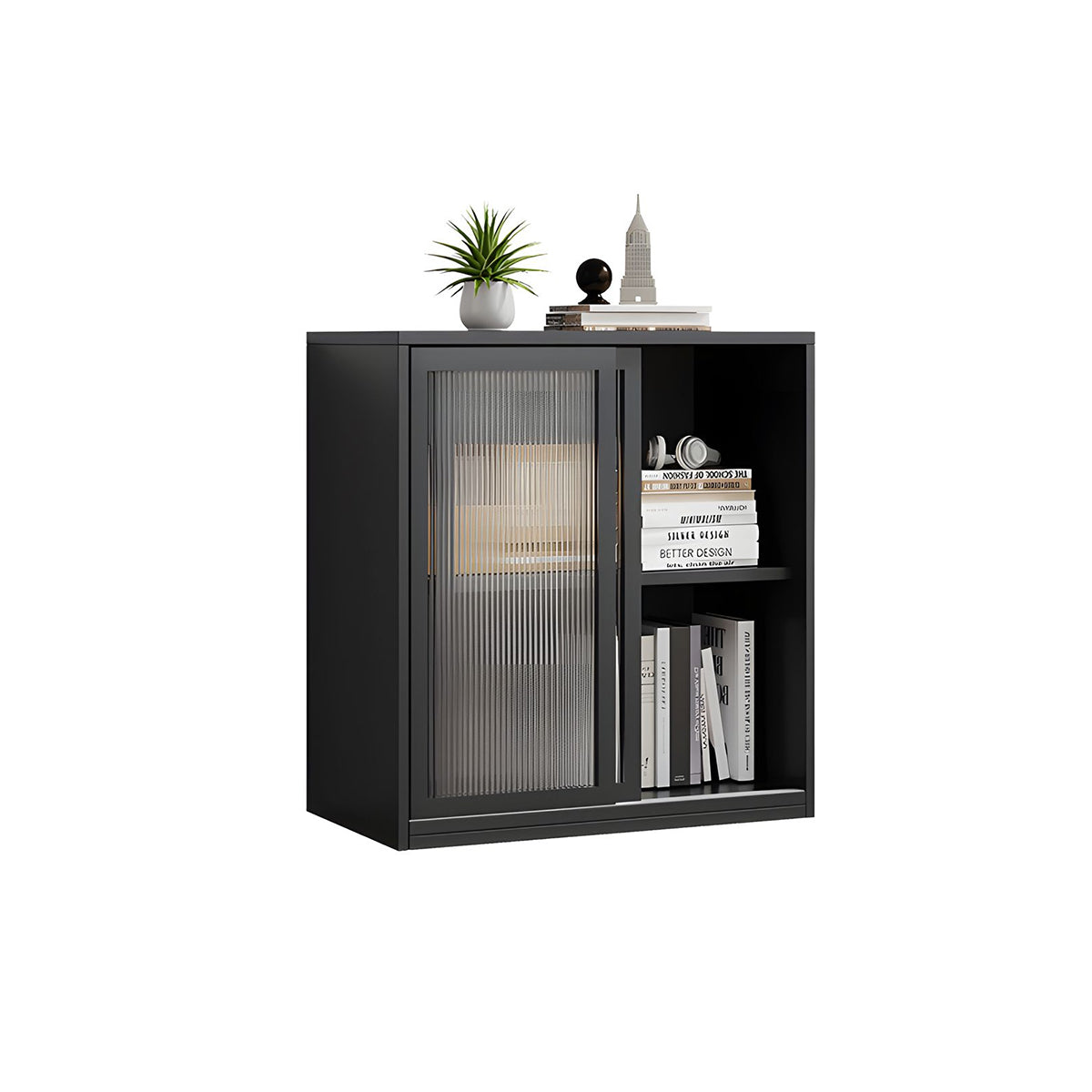 Modern Versatile Lockable File Cabinet with Hidden Handles and Glass Doors for Office or Tearoom CWG-2165