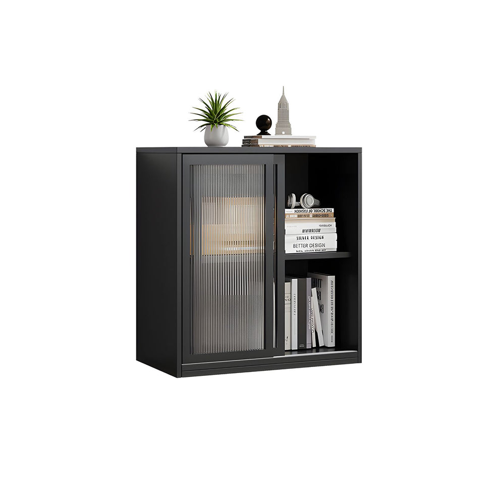 Modern Versatile Lockable File Cabinet with Hidden Handles and Glass Doors for Office or Tearoom CWG-2165